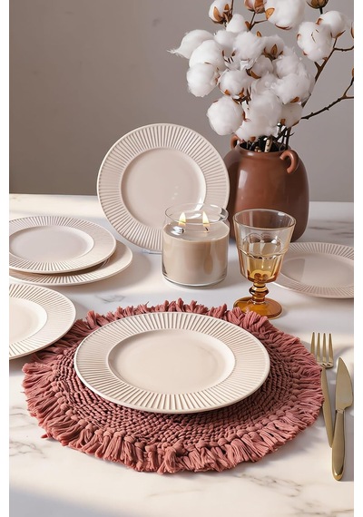 Krem Myra Pasta Tabağı 22 Cm 6 Adet 030 Çok Renkli