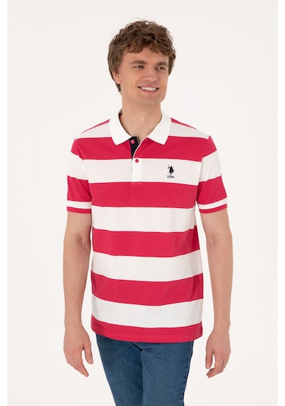 U.S. Polo Assn. Erkek Regular Fit Vişne Polo Yaka Çizgili Tişört 50306827-VR223