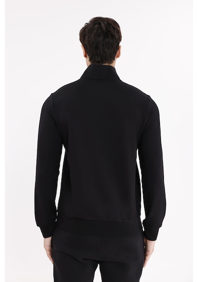 Rowinger Üç Cepli Yaka Detaylı Fermuarlı Rahat Kesim Ribana Manşetli Mevsimlik Sweatshirt Black