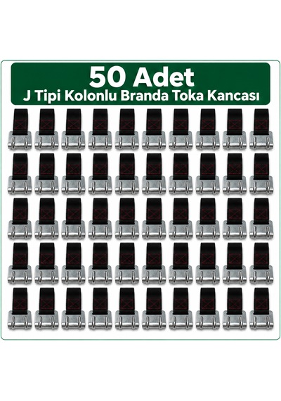 Dorse Kamyon Kamyonet Kolonlu Branda Toka Kancası 50'li Takım J Tipi Branda Bağlantı Kancası Metal Branda Sabitleme Aparatı 50 Adet