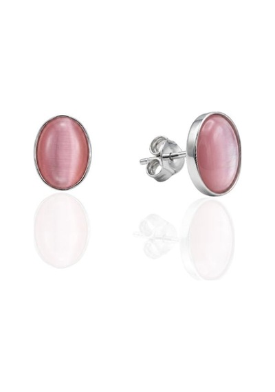 Oya Silver Pembe Sedef Taşlı Oval Gümüş Küpe 0.8x0.6cm Oyok374