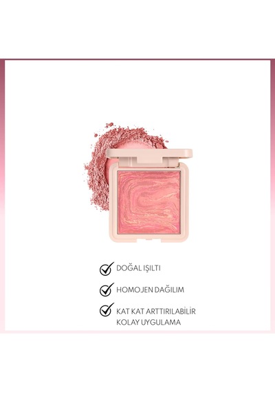 Cosmetics Marble Baked Blusher Fırınlanmış Allık & Aydınlatıcı - 04 Rosy Rose Çok Renkli