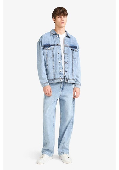 Defacto Oversize Geniş Kalıp Düğmeli Denim Ceket F4737ax25aunm39 Mavi