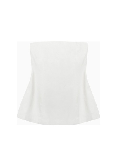Because Of Alice Strapless Linen A - Line Bodice Kadın Üst Beyaz