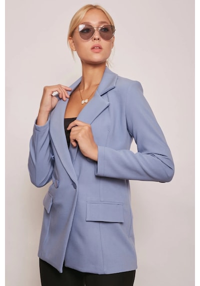 Kadın Düğme Detaylı Uzun Kol Şık Ofis Süs Cep Kapaklı Kumaş Blazer Ceket-dirty Blue Dirty Blue Kadın Düğme Detaylı Uzun Kol Şık Ofis Süs Cep Kapaklı Kumaş Blazer Ceket-dirty Blue Dirty Blue