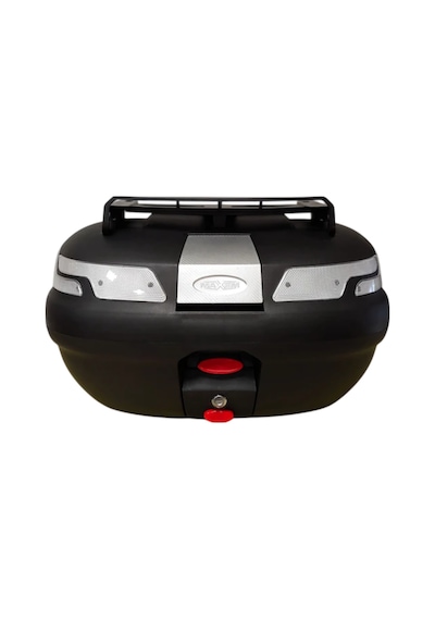 Motosiklet Arka Çanta Sl 45 Litre Sırt Dayama Ve Üst Bagaj Full Set Şeffaf Reflektör Siyah