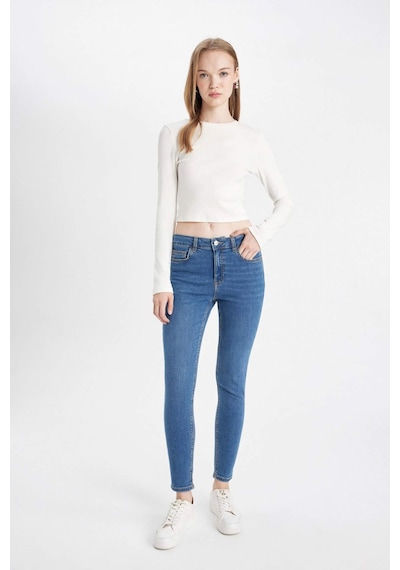Defacto Rebeca Skinny Fit Yüksek Bel Dar Paça Bilek Boy Jean Pantolon C7609AX24AUNM28 Mavi
