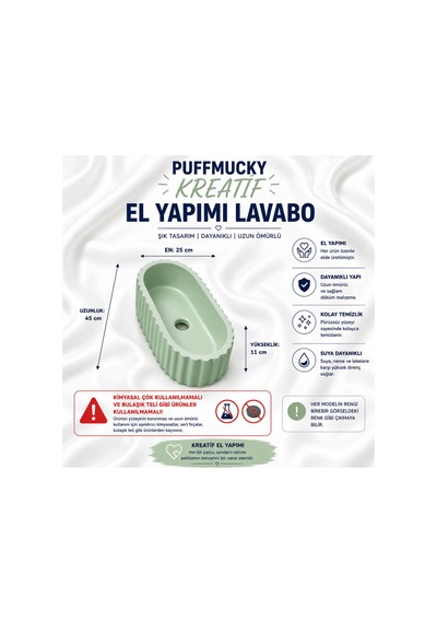 Lavabo Tezgah Üstü Banyo Tuvalet Yeşil Açık Koyu Yeşil Açık Koyu