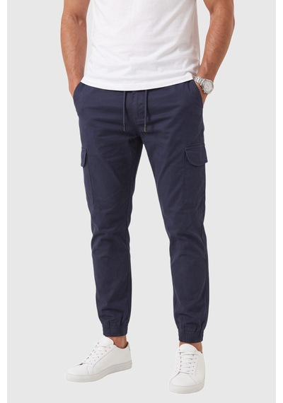 Rizzup Erkek Slim Fit Likralı Lacivert Kargo Jogger Pantolon İpli Bel Lastikli Paça 1601569