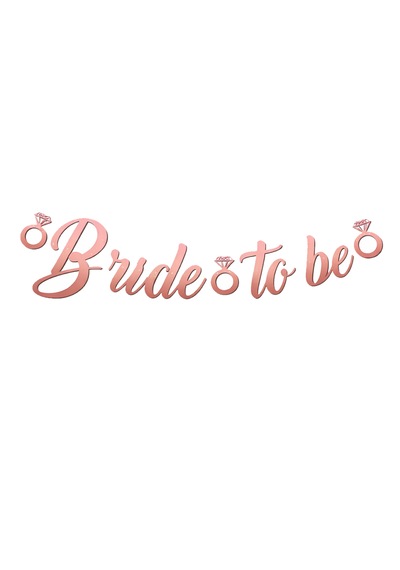 Rose Gold Renkli Bride To Be Kaligrafi Yazılı Yüzük Detaylı Bekarlığa Veda Partisi Konsept Banner Tüm Yaşlar
