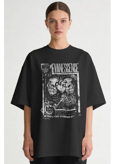 Evanescence Rock Metal Müzik Grubu Baskılı Unisex Oversize Premiu Siyah