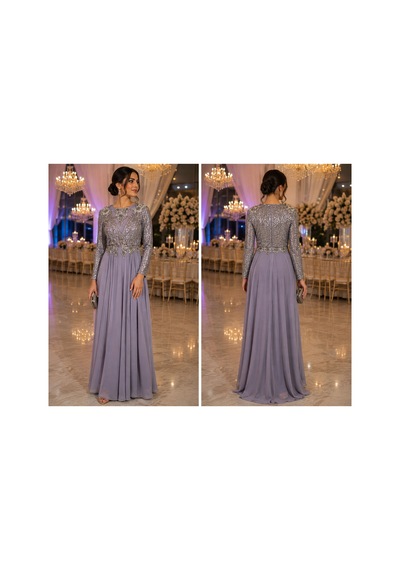 Gül&can Butik Gri Payetli Tesettür Abiye Elbise Gri