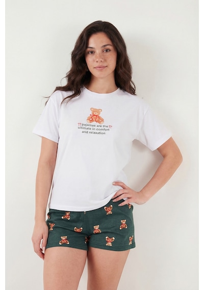 Lela Bayan Pijama Takımı 65790782 Beyaz-yeşil