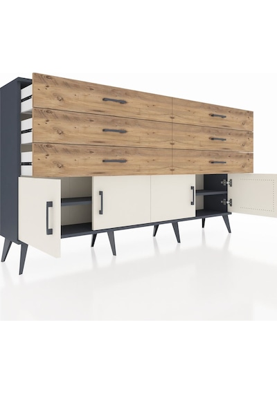 Arges Konsol 2 Raflı 6 Çekmeceli 4 Kapaklı 176x30x99 Antrasit-ayt Antrasit-aytaşı/çam Arges Konsol 2 Raflı 6 Çekmeceli 4 Kapaklı 176x30x99 Antrasit-ayt Antrasit-aytaşı/çam