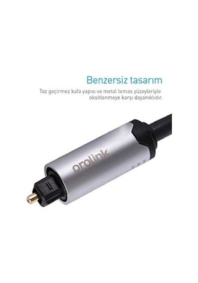 Prolink 60 Cm Optik Kablo Toslink Plug Metal Premıum Chrome Audıo Optik Fiber Ses Kablosu