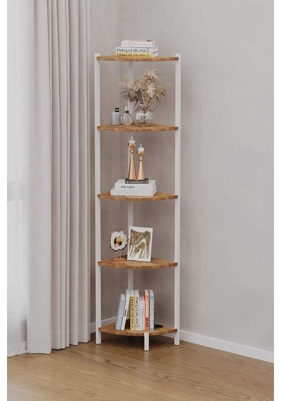 Bes Rafli Çok Amaçli Köse Kitaplik Beyaz Profil Beyaz Sunta 40x30x150 Cm Mtl042 Beyaz-çam Bes Rafli Çok Amaçli Köse Kitaplik Beyaz Profil Beyaz Sunta 40x30x150 Cm Mtl042 Beyaz-çam