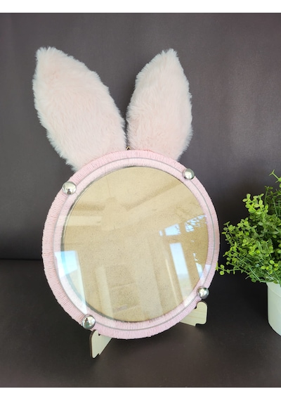 Pembe Tavşan Kulaklı Pembe Fotoğraf Çerçevesi