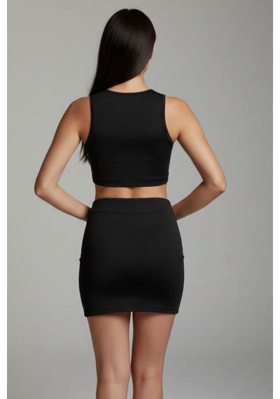 Sermoda Kalem Etek - Bel Lastikli Slim Fit Mini Kalem Etek Ks Siyah