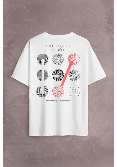 Twenty One Pilots Logo Stressed Sırt Ön Baskılı Oversize Tişört Unisex T-shirt 001