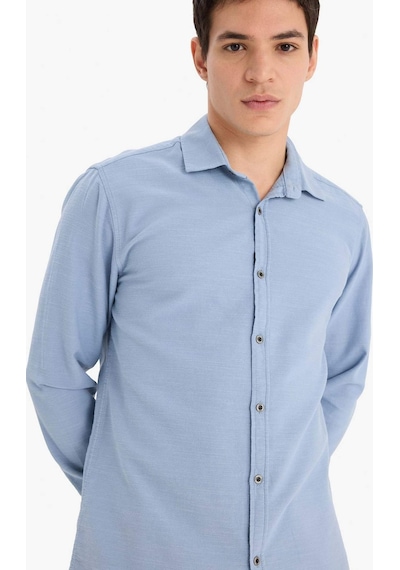DeFacto Slim Fit Dar Kesim Pamuklu Basic Düz Uzun Kollu Gömlek A4644AX25SPBE299