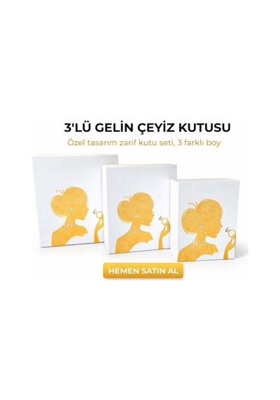 Kolix Pırlanta Gelin Çeyiz Kutusu-3 Lü Çeyiz Kutusu-gelin Kutusu-gelin Bohça Kutusu-damat Kutusu Çok Renkli