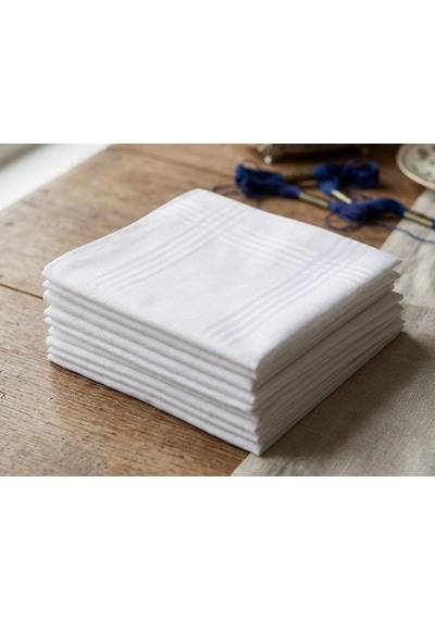 Biçomi Bicomi %100 Pamuk Nefes Alabilen Cilt Dostu Klasik Cep Mendili Seti 12'li Paket 30x30 Cm Beyaz