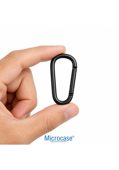 Microcase Profesyonel Karabin 5.7 Cm Siyah Alüminyum Taktik Dağcılık Anahtarlık Askısı Çanta Klipsi Kancası 5 Adet - Al5887