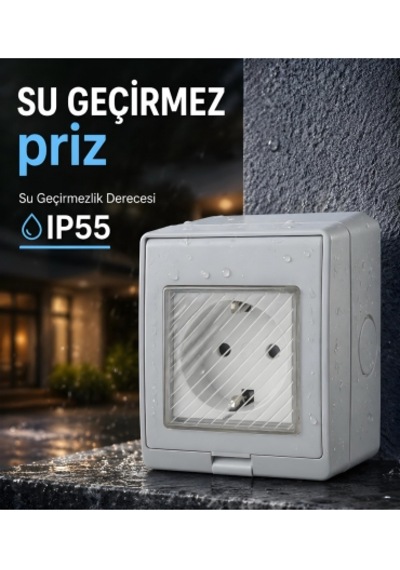 Su Geçirmez Tekli Priz Ip 55 1 Adet