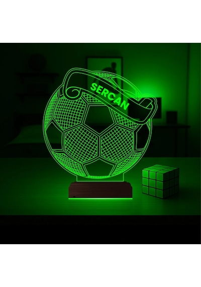 Luvivia Futbolcu Hediye Futbol Topu Kişiye Özel 3d Lamba - Masa Gece Lambası