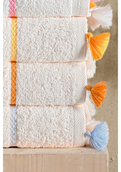 6 Lı Premium, Bohem, Renkli, Püsküllü Ve Çizgili Havlu Seti Mutfak & El Yüz 30x50 Cm Çok Renkli