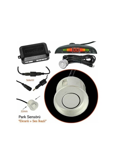 Park Sensörü Led Ekran Ses İkazlı Gri