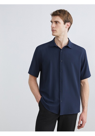 Lcw Vision Lacivert Regular Fit Kısa Kollu Erkek Gömlek