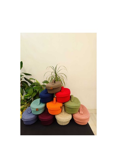 Hasır Jüt Sepet Oval Kapaklı Organizer Düzenleyici 30x20x10 Cm Açık Siyah Açık Siyah