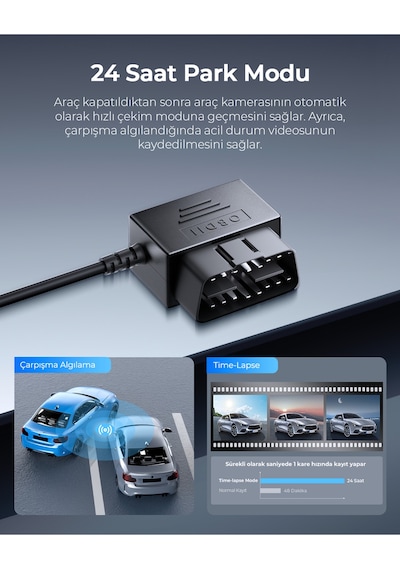 Obd Hardwire Kit Type-c Port Park Modu Destekli, 12v-24v Araç Güç Adaptörü M300, M550, M660, V600
