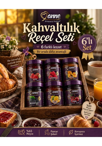 Reçel Seti Kahvaltılık 6 Adet %65 Meyveli