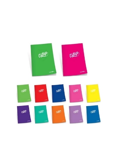 College Plastik Kapak A5 40 Yaprak Çizgili Defter 12'li Paket