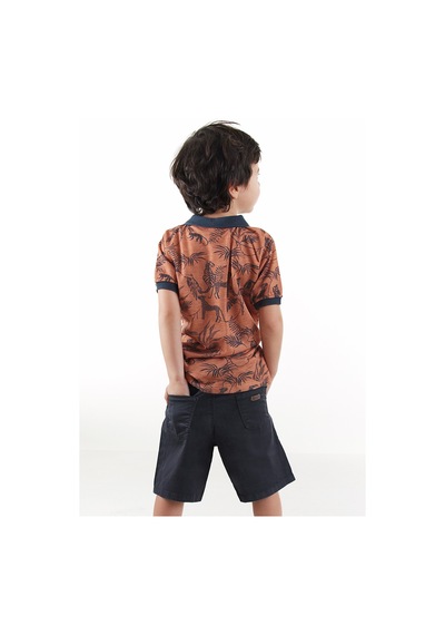 Midimod Erkek Çocuk 3'li Takım Polo Yaka T-shirt Şort Kemer Takım Renkli Çok Renkli