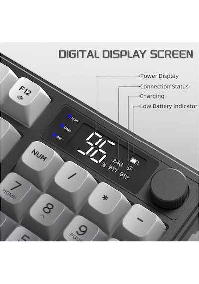 Miaxtreme Freewolf M96 2.4g+bt5.0 Triple Mebran Sessiz Tasarım Tft Led Ekranlı Reinbow Gaming Oyuncu Klavye