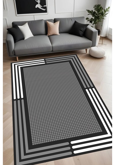 Eliana Home Dijital Baskı Yıkanabilir Kaymaz Taban Salon Halısı Ve Yolluk Rvg0990-fnl240 Gri