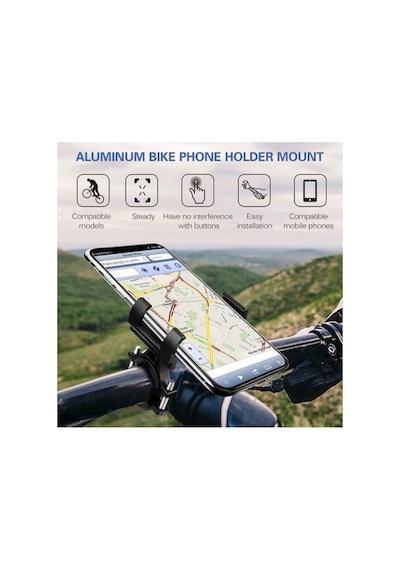 Alüminyum Paslanmaz Bisiklet Motorsiklet Cep Telefonu Tutucu Siyah