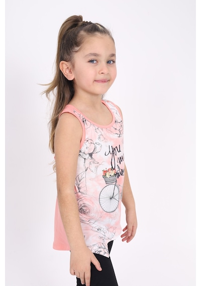 Toontoy Kids Toontoy Kız Çocuk Bisiklet Baskılı Atlet Somon