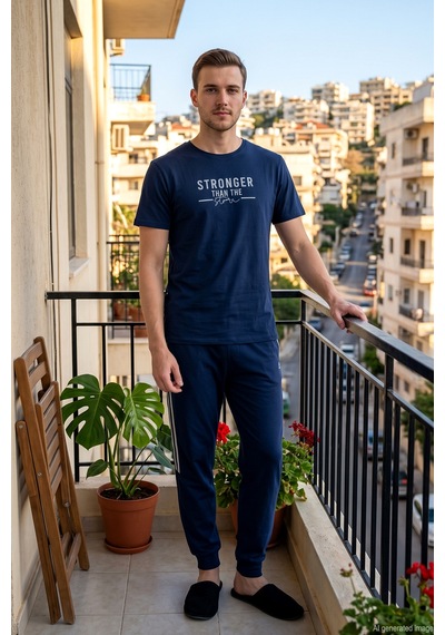 Remsa Erkek Kısa Kol Penye Pijama Takımı 2396 Lacivert
