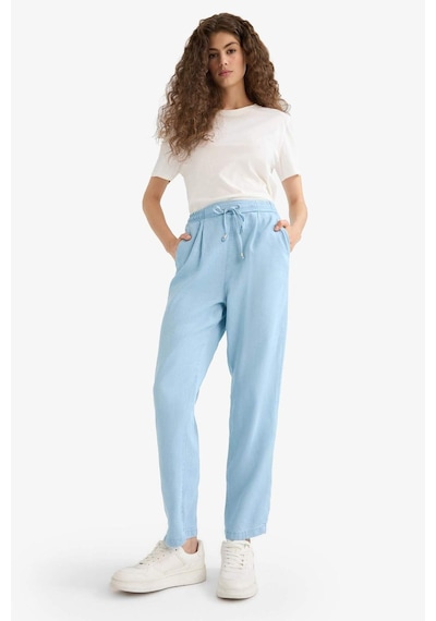 Defacto Pull On Carrot Fit Yüksek Bel Bilek Boy Akışkan Kumaş Yıkamalı Pantolon D8236AX25SM İndigo