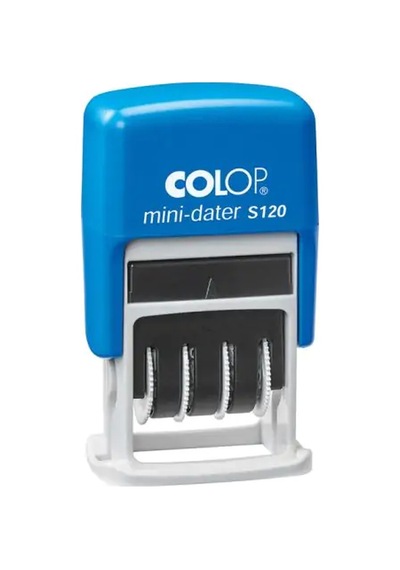 Colop S120 Mini Tarih Kaşe Tr/sayı Mavi Kasa Siyah Keçe - 8x45mm Renksiz