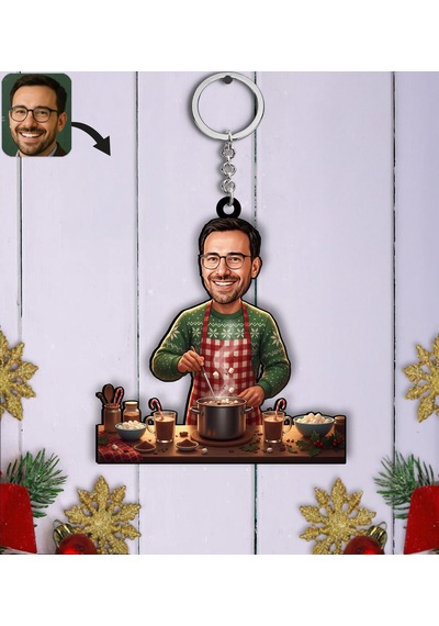 Bk Gift Kişiye Özel Erkek Yılbaşı Karikatürlü Ahşap Anahtarlık -6, Yeni Yıl Hediyesi, Yılbaşı Hediyesi Kobitmeyencom35807 Bk Gift