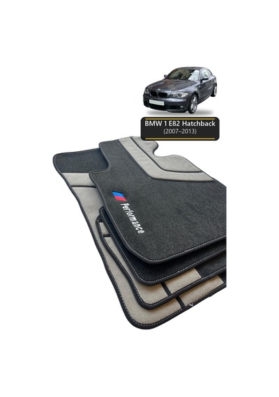Oto Halı Paspas Seti Bmw 1 E82 Hatchback 2007 2013 Uyumlu Sport Kaymaz & Şık Tasarım - Si Yah-gri