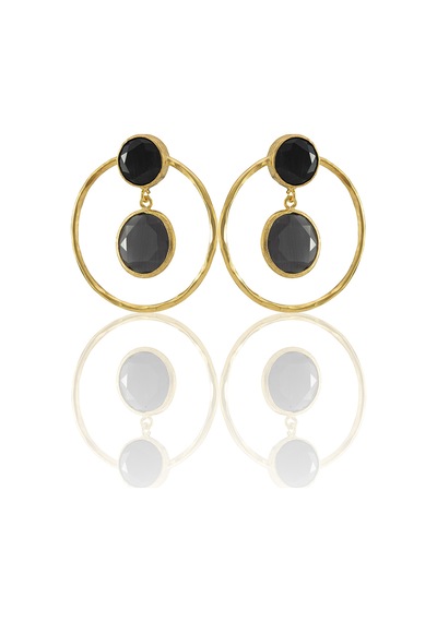 Kadir Jewellery 22 Ayar Altın Kaplama Kadın Halka Küpe -el İşçiliği Ve Hipoalerjenik Küpe Siyah