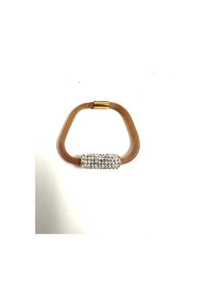 Zirkon Taşlı Mıknatıslı Kadın Çelik Bileklik 18 Cm Gold - Çelik Zirkon Taşlı Mıknatıslı Kadın Çelik Bileklik 18 Cm Gold - Çelik