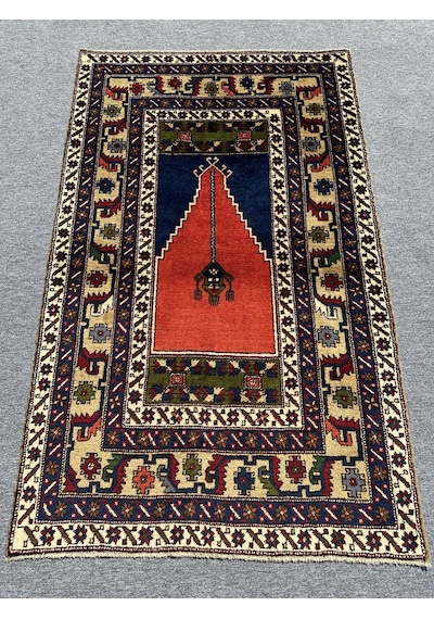 El Dokuma Taşpınar Halısı Seccade 121x198 Büyük Seccade Namazlık Turuncu