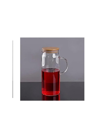 1500 Ml Vakumlu Bambu Kapaklı Ölçülü Borosilikat Cam Ölçü Kabı Cam Sürahi